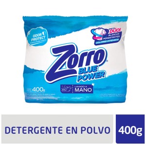 ZORRO JABON EN POLVO 400gr BLUE POWER